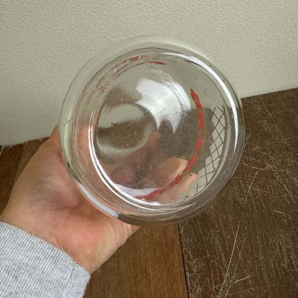 Vintage Retro Juice 1.5 Liter Glass Pitcher Carafe Red Floral Diamond Pattern - Picture 4 of 7